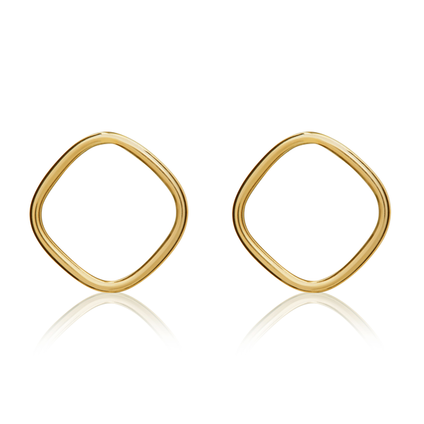 9ct Gold Open Cushion Stud Earrings