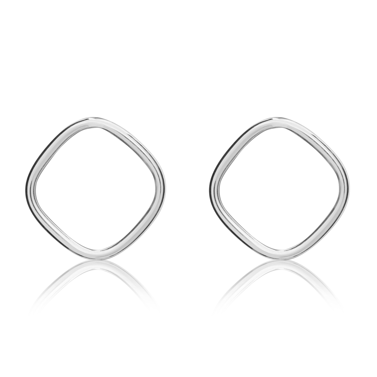 9ct White Gold Open Cushion Stud Earrings