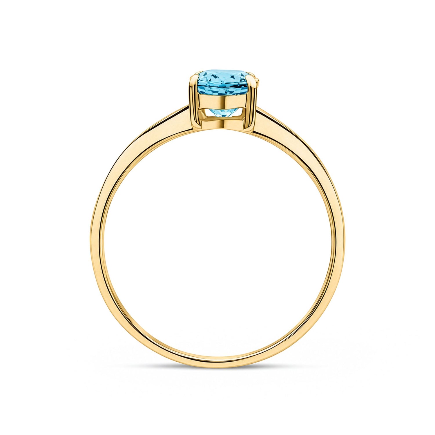 9ct Yellow Gold Oval Natural Swiss Blue Topaz Claw Ring — 7x5mm