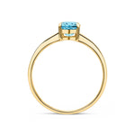 9ct Yellow Gold Oval Natural Swiss Blue Topaz Claw Single Stone Ring — 7x5mm