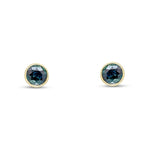 9ct Yellow Gold Round Natural Sapphire Rubover Stud Earrings — 5mm