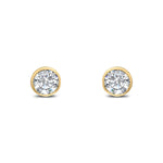 9ct Yellow Gold Round Cubic Zirconia CZ Rubover Stud Earrings — 5mm