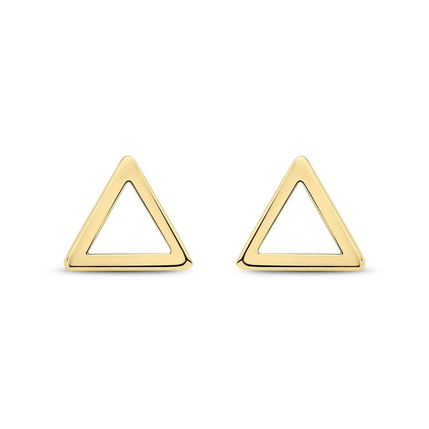 9CT Yellow Gold Square Tube Open Triangle Stud Earrings