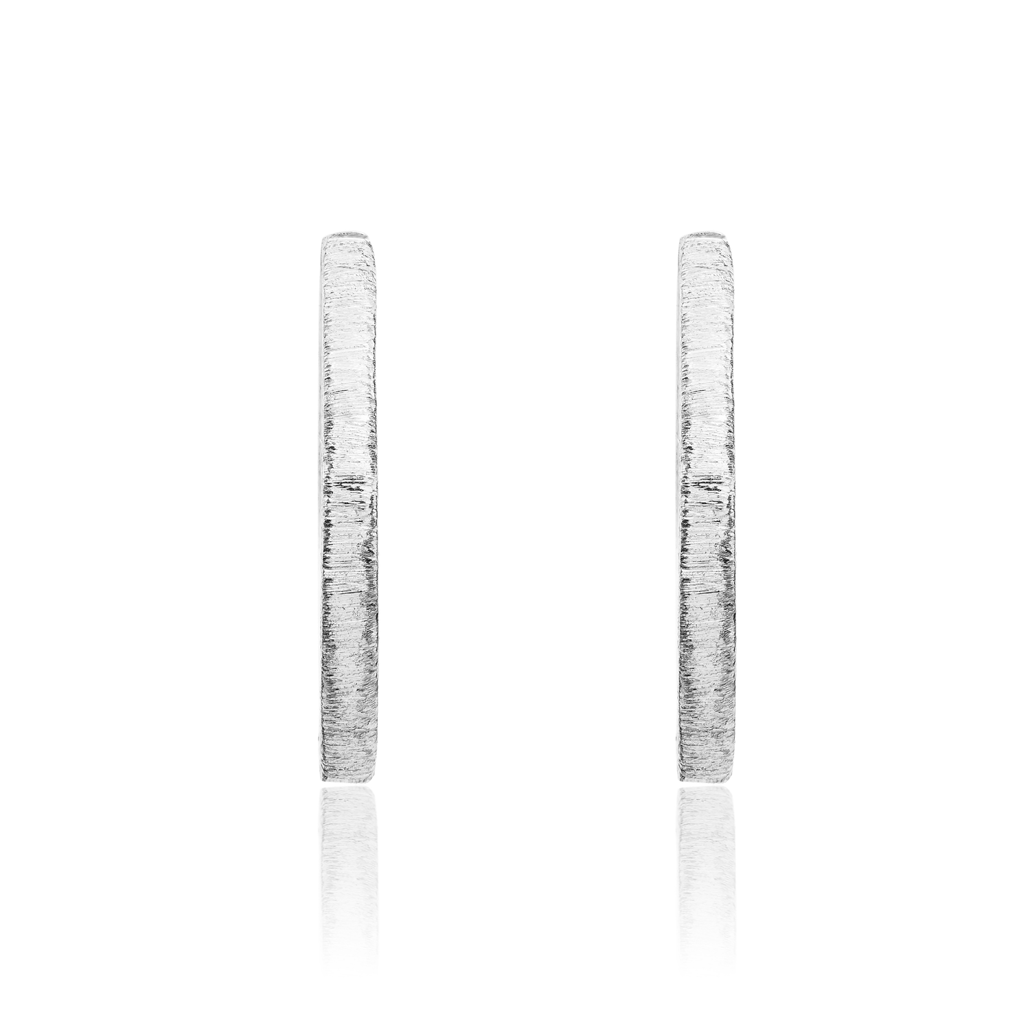 9ct White Gold Brushed & Polished Hinged Huggie Earrings