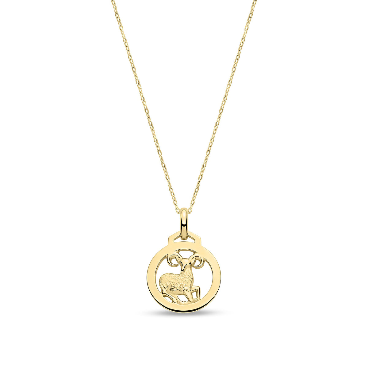 9ct Yellow Gold Aries Zodiac Disc Pendant