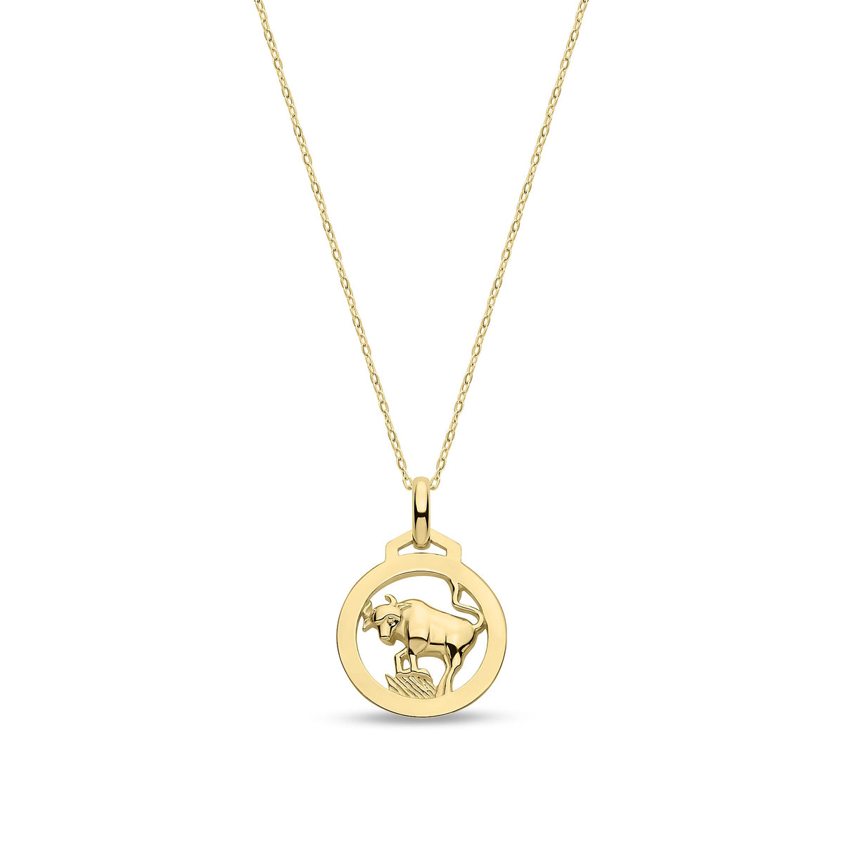 9ct Yellow Gold Taurus Zodiac Disc Pendant