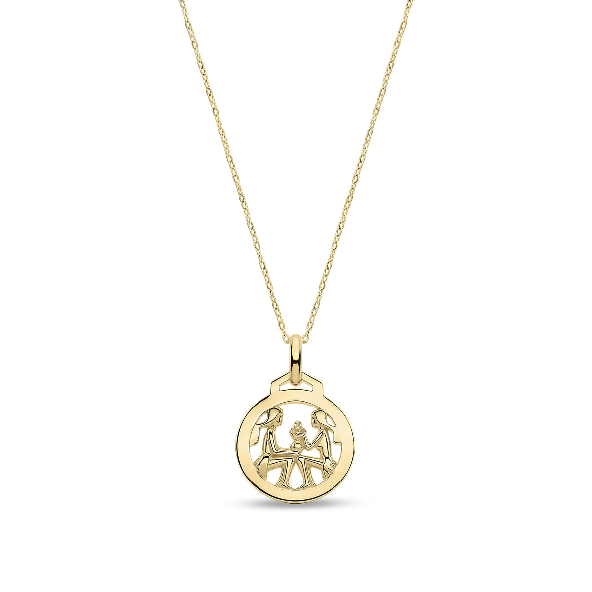 9ct Yellow Gold Gemini Zodiac Disc Pendant