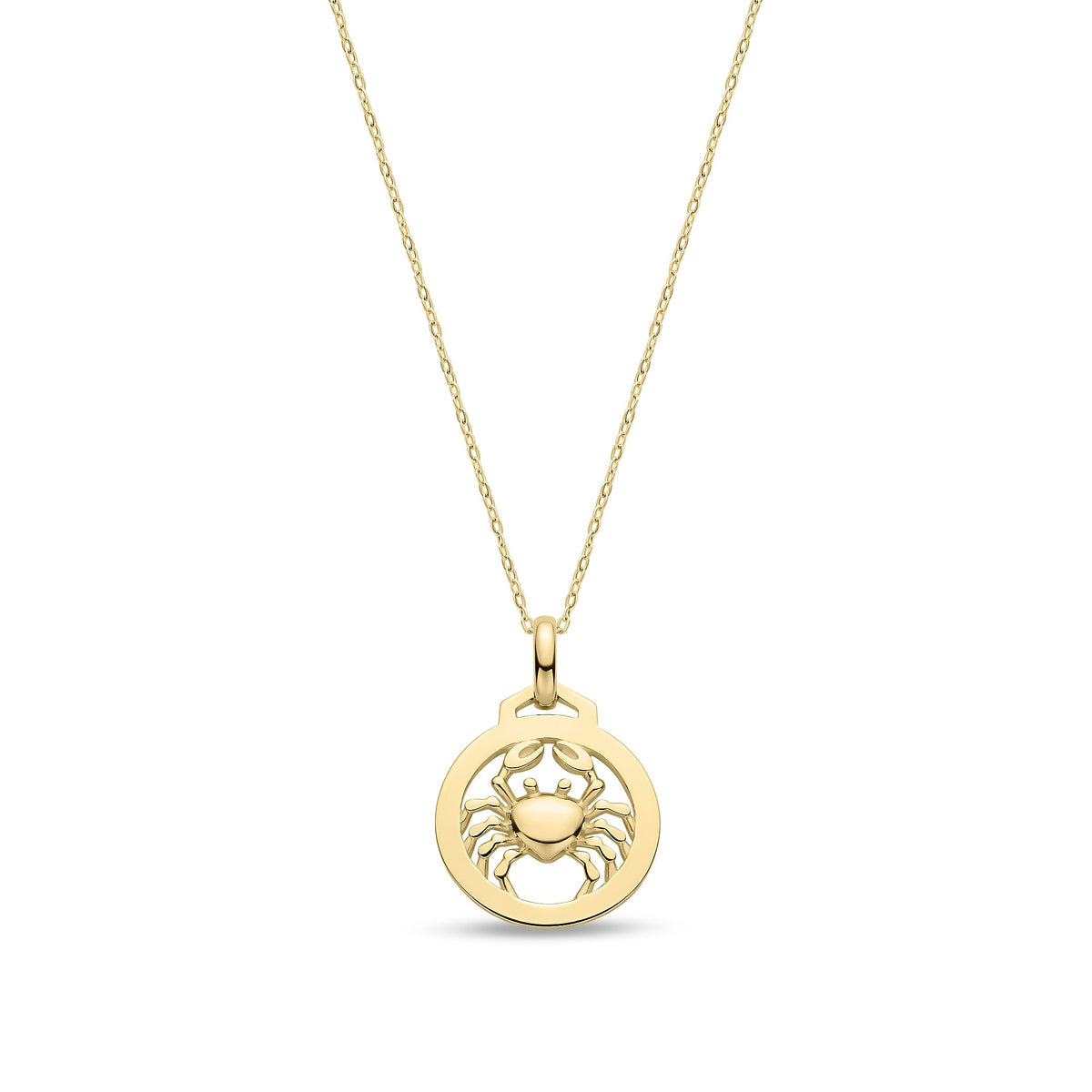 9ct Yellow Gold Cancer Zodiac Disc Pendant