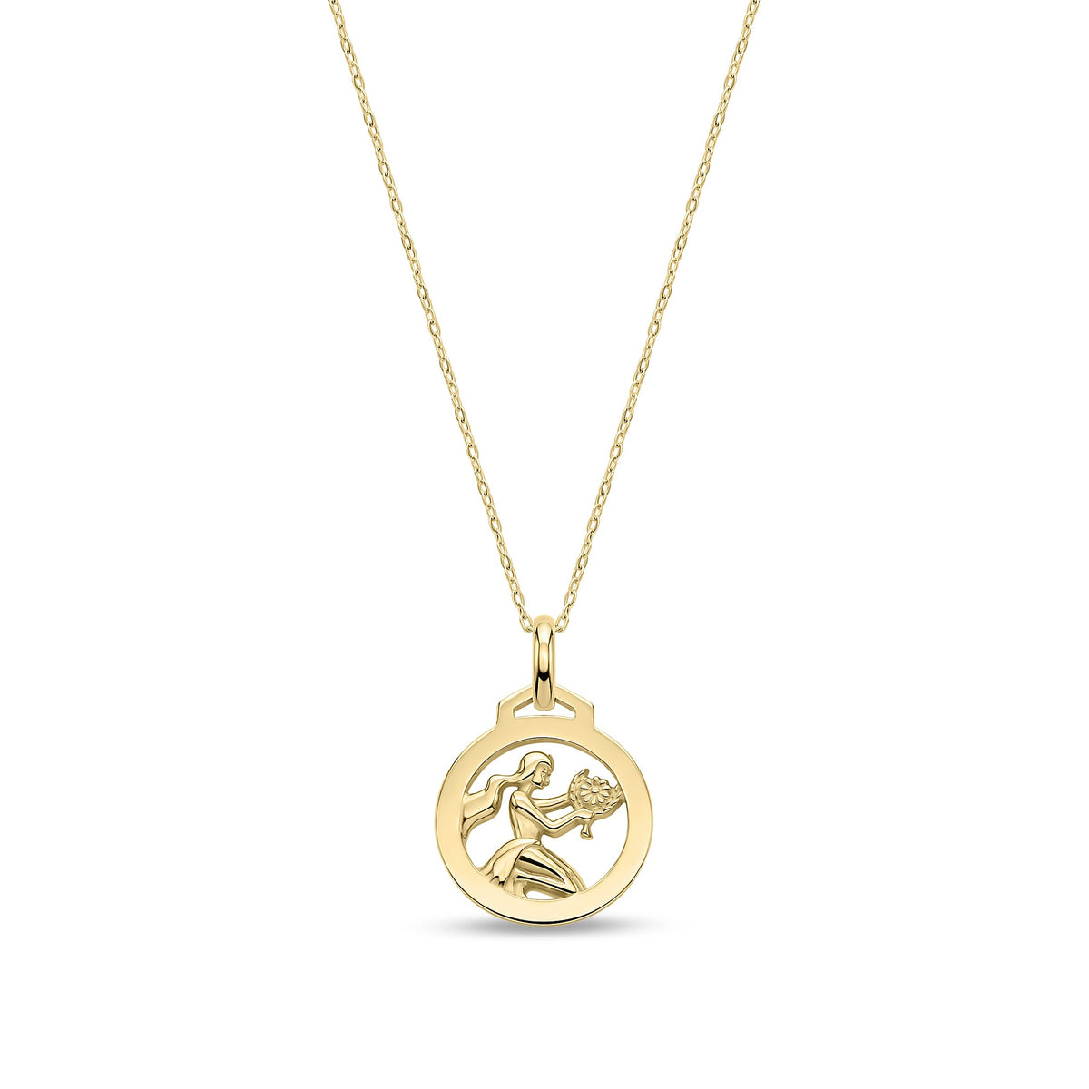 9ct Yellow Gold Virgo Zodiac Disc Pendant