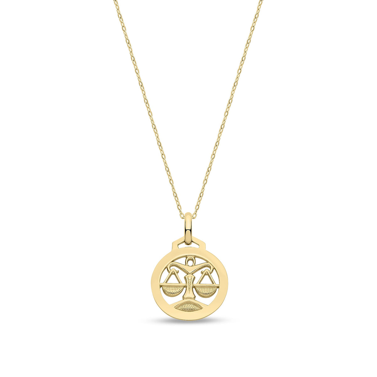 9ct Yellow Gold Libra Zodiac Disc Pendant