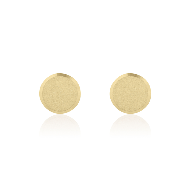 9ct Gold Satin Flat Disc Stud Earrings