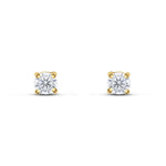 9ct Yellow Gold Round Cubic Zirconia CZ Claw Stud Earrings — 4mm
