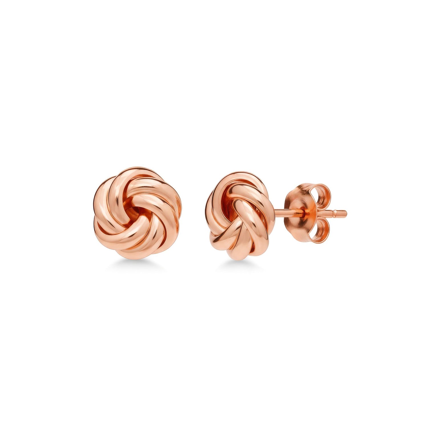 9ct Rose Gold Polished Multi-Loop Twist Knot Stud Earrings — 9mm
