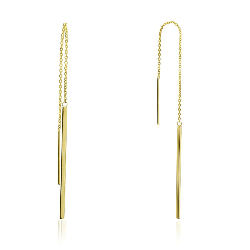 9ct Gold Bar Pull-Through Earrings
