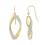 9ct Yellow Gold Glitter Twist Drop Earrings
