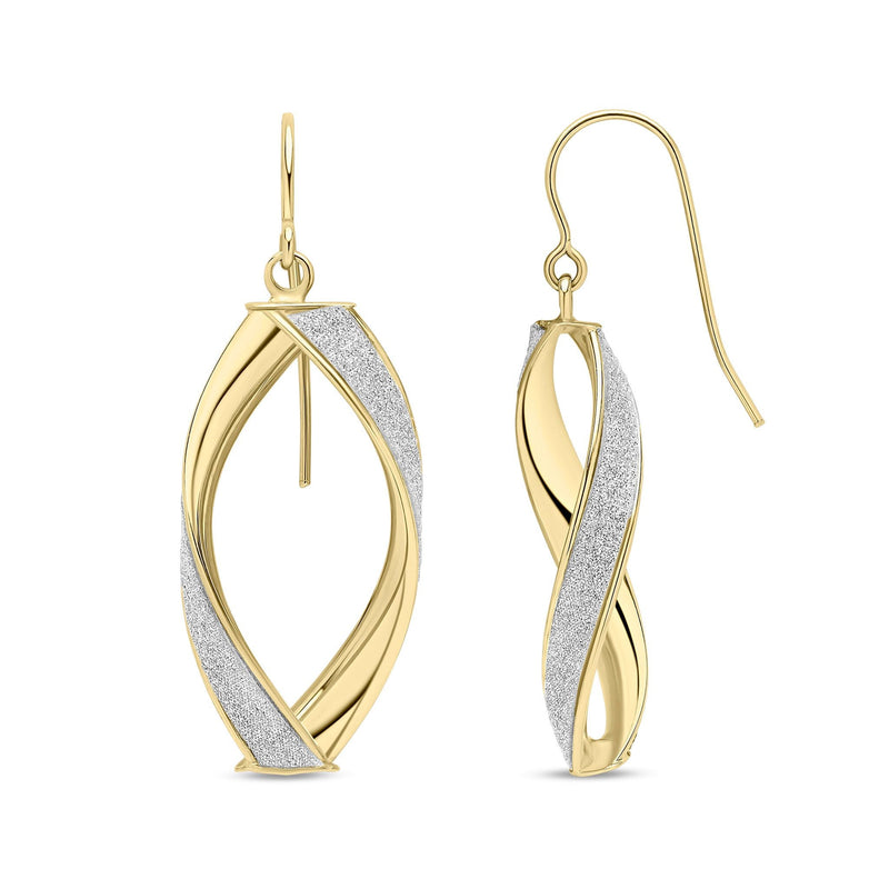 9ct Yellow Gold Glitter Twist Drop Earrings