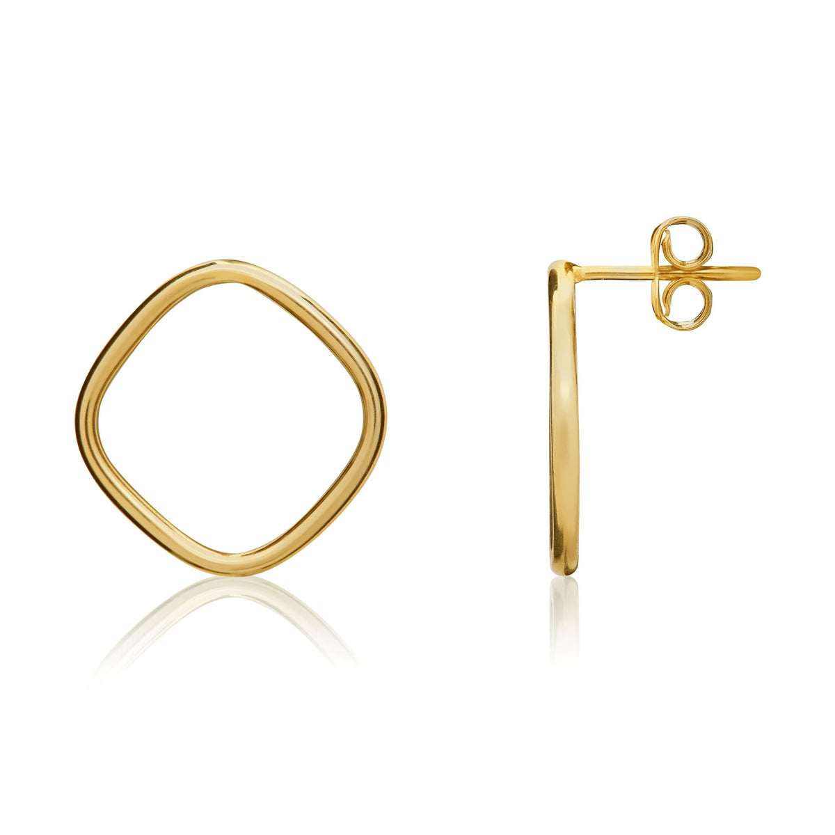 9ct Gold Open Cushion Stud Earrings