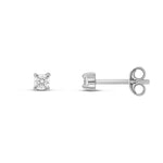9ct White Gold Round Cubic Zirconia CZ Claw Stud Earrings — 3mm