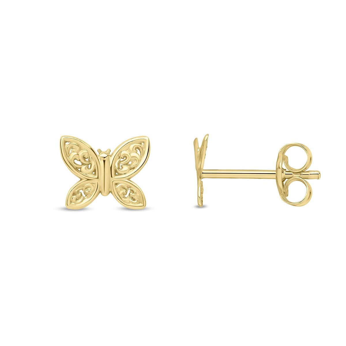 9ct Yellow Gold Filigree Butterfly Stud Earrings