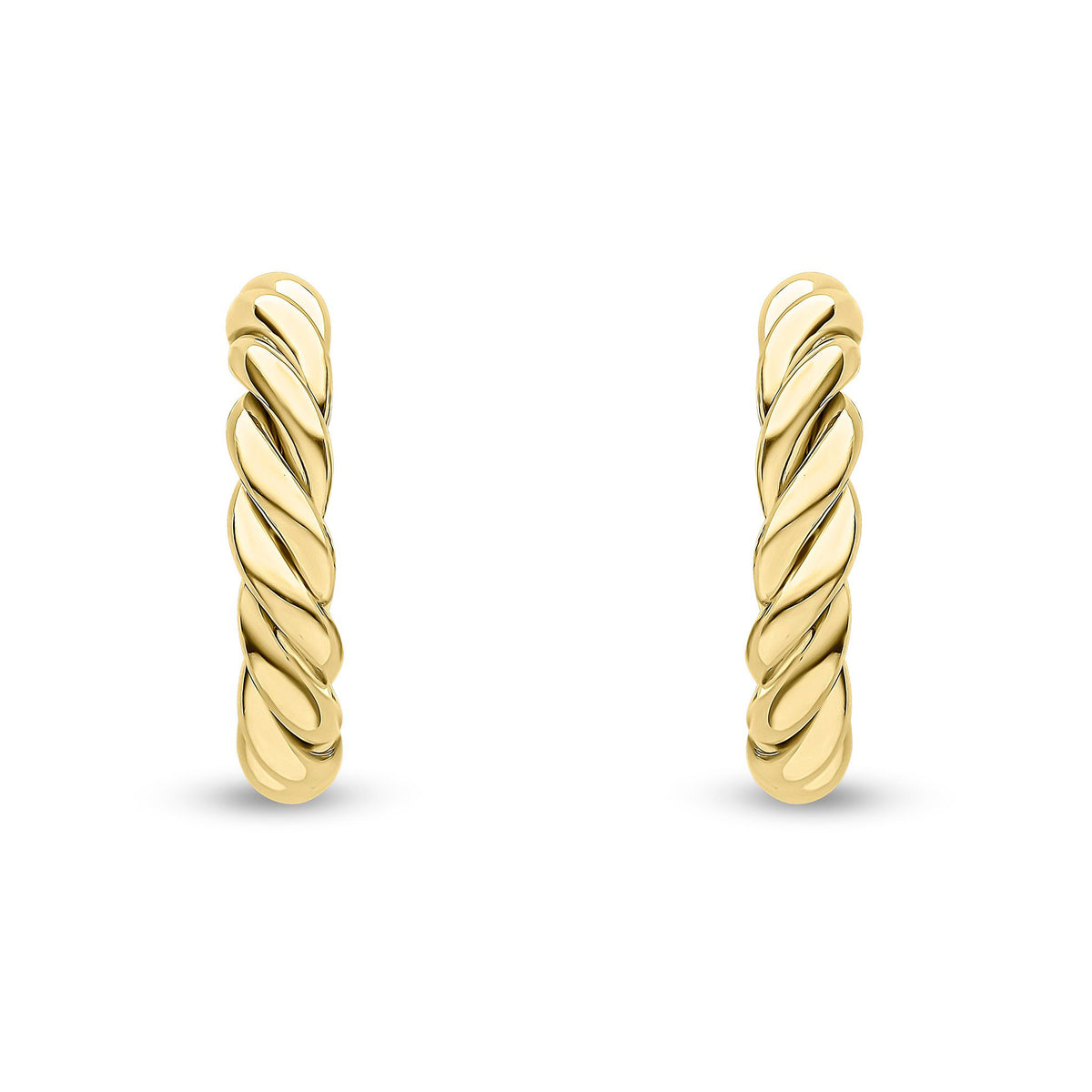 9ct Gold Twisted Rope Hoop Earrings — 15mm