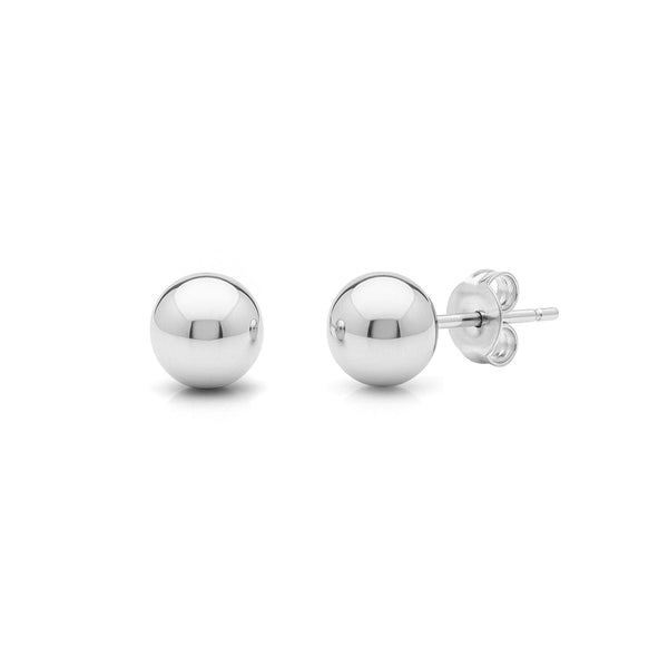 18ct White Gold Polished Ball Stud Earrings — 7mm