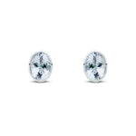 9ct White Gold Oval Natural Aquamarine Rubover Stud Earrings — 7x5mm