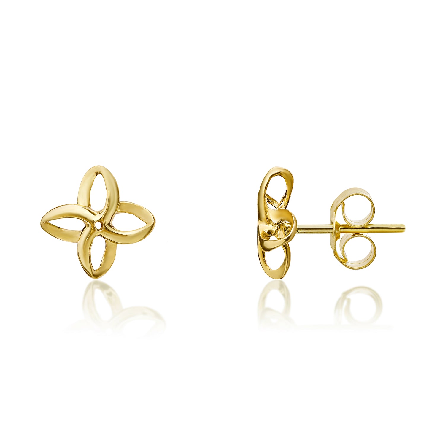 9ct Yellow Gold Simple Flower Stud Earrings — 9mm