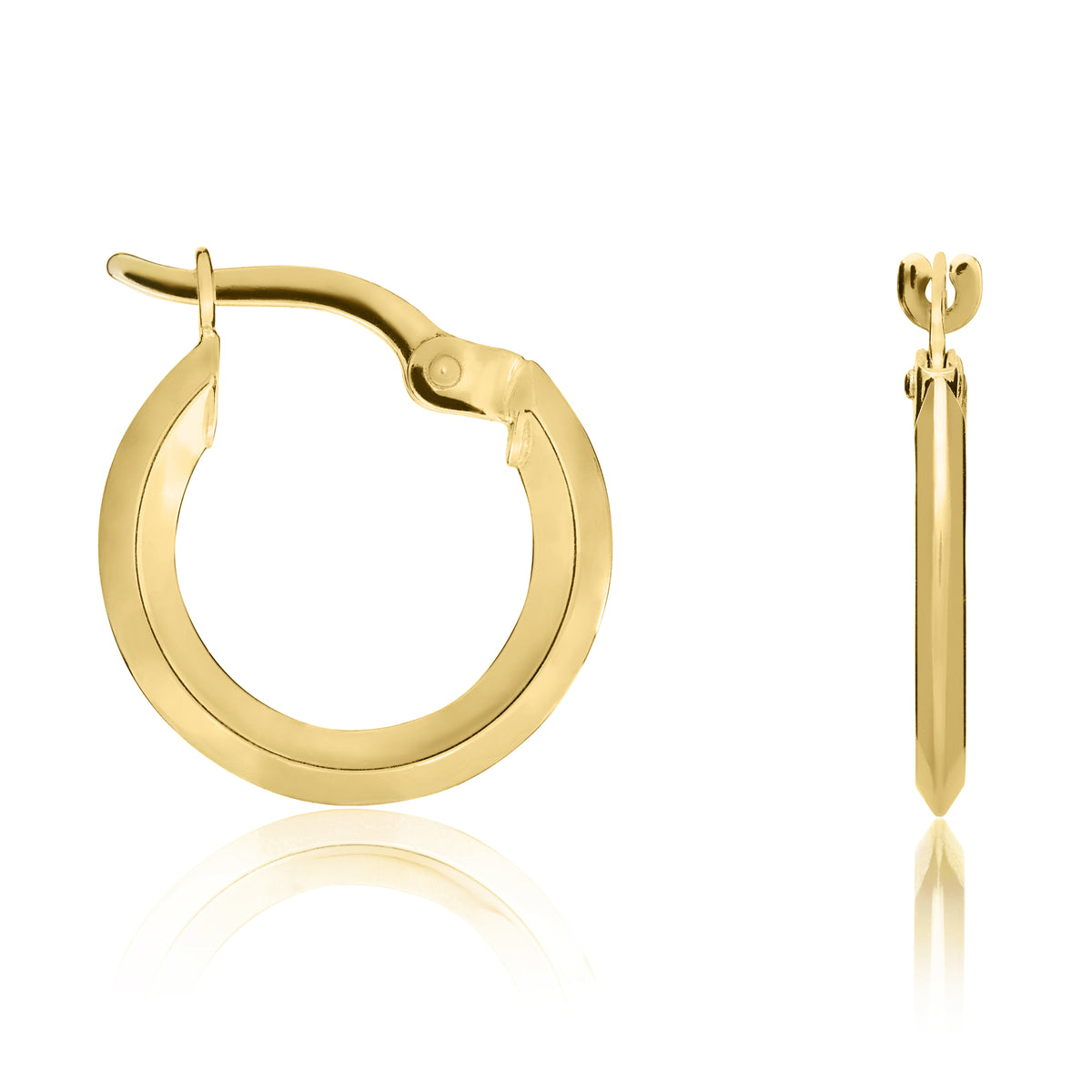9ct Gold Knife Edge Hoop Earrings — 15mm