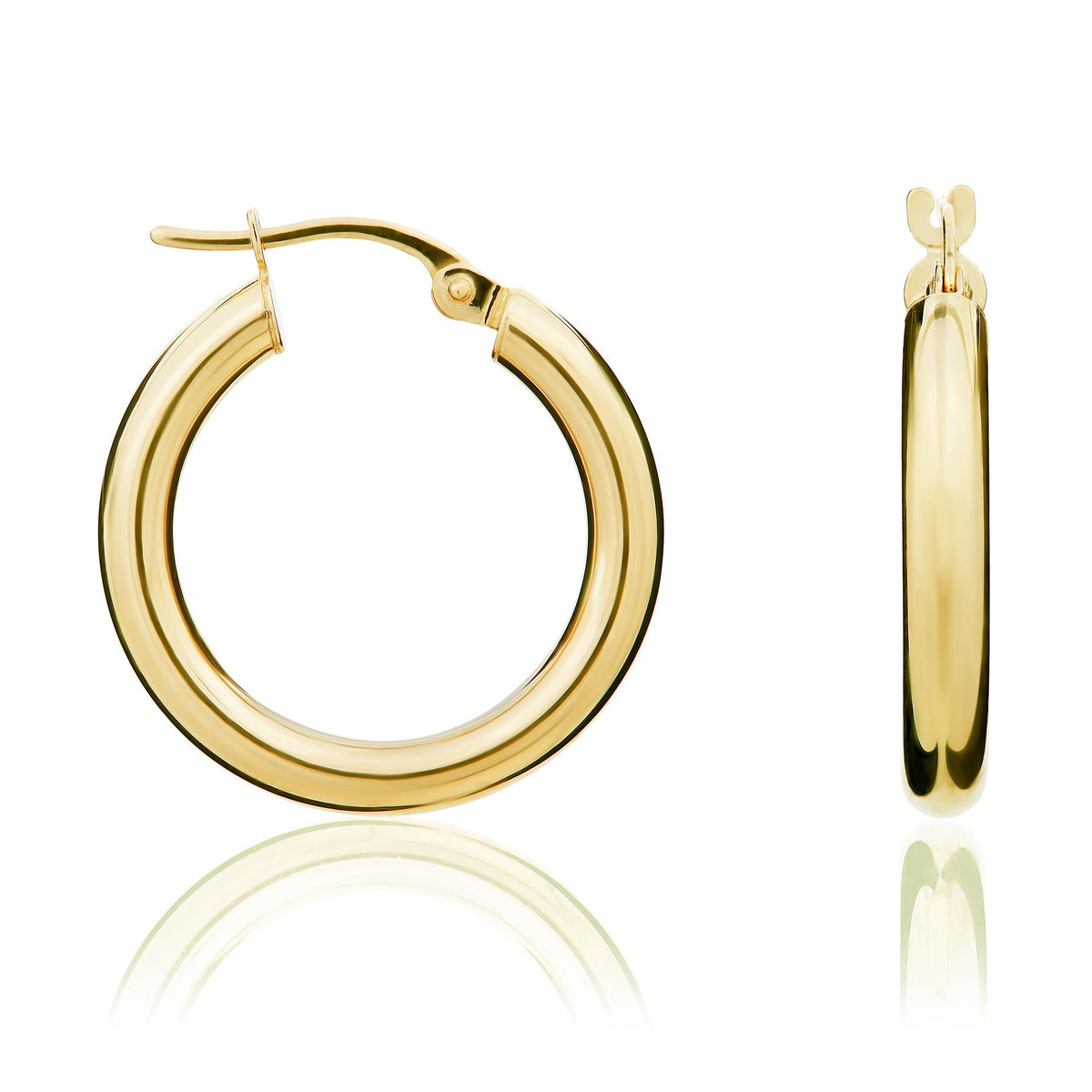 9ct Gold Polished Tube Hoop Earrings — 19mm