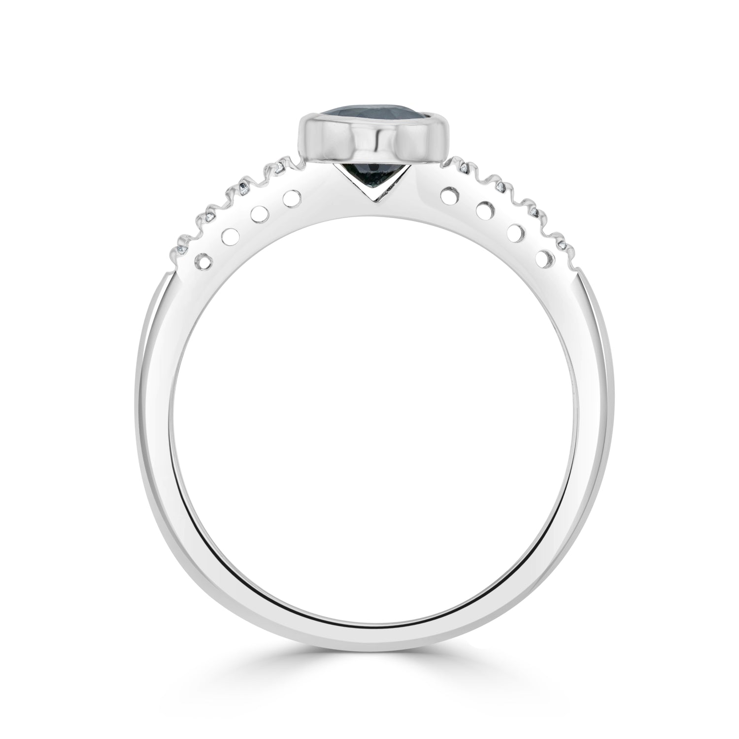 9ct White Gold Oval Natural Blue Sapphire and Diamond Ring —7x5mm