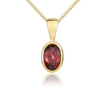 9ct Yellow Gold Oval Natural Garnet Rubover Pendant — 6x4mm