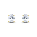 9ct Yellow Gold Oval Cubic Zirconia CZ Claw Stud Earrings — 9x7mm