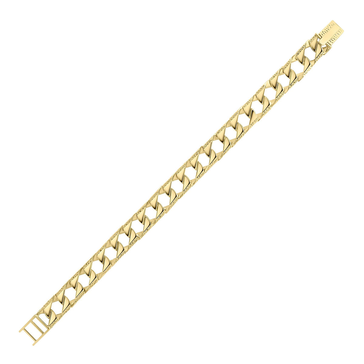 9ct Yellow Gold Textured Edge Link Bracelet