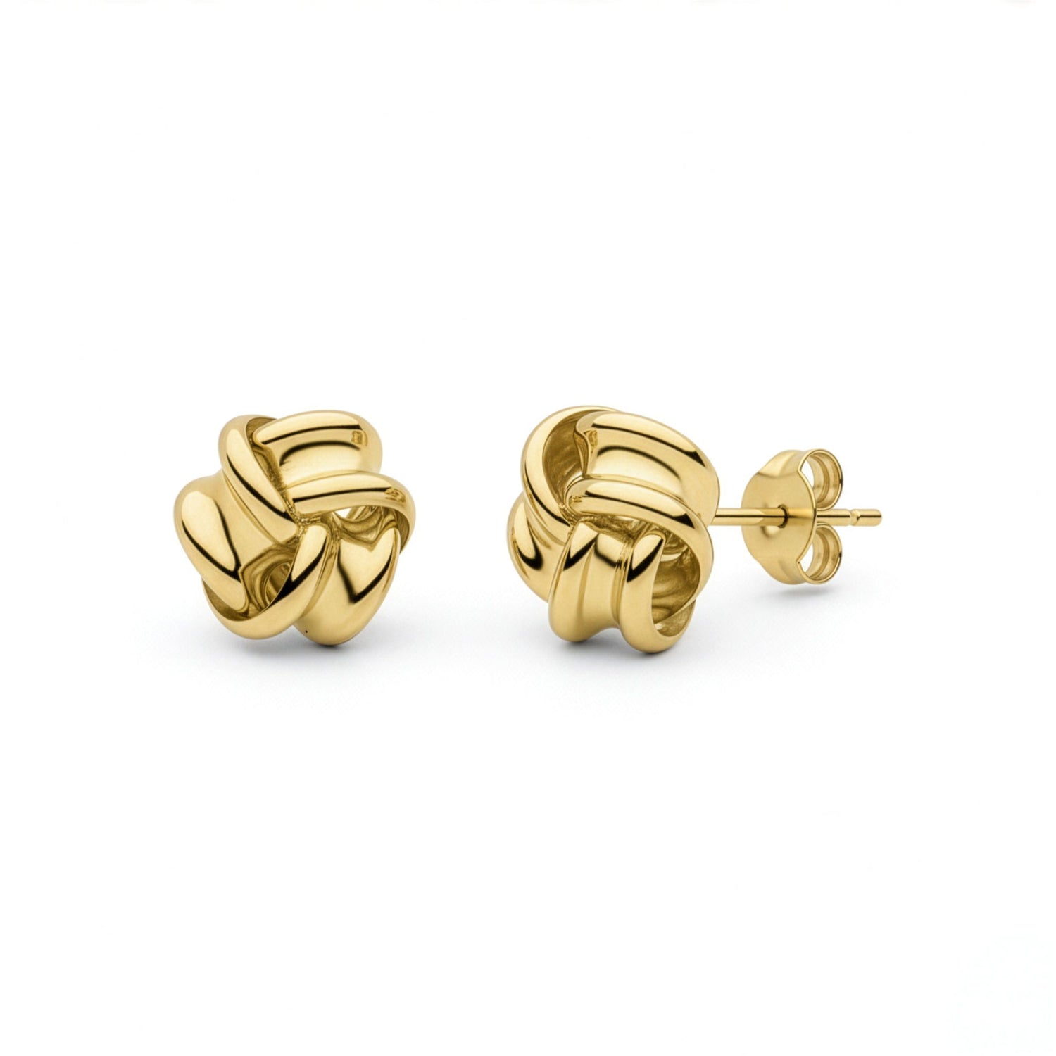 9ct Yellow Gold Polished Sculptural Knot Stud Earrings — 10mm