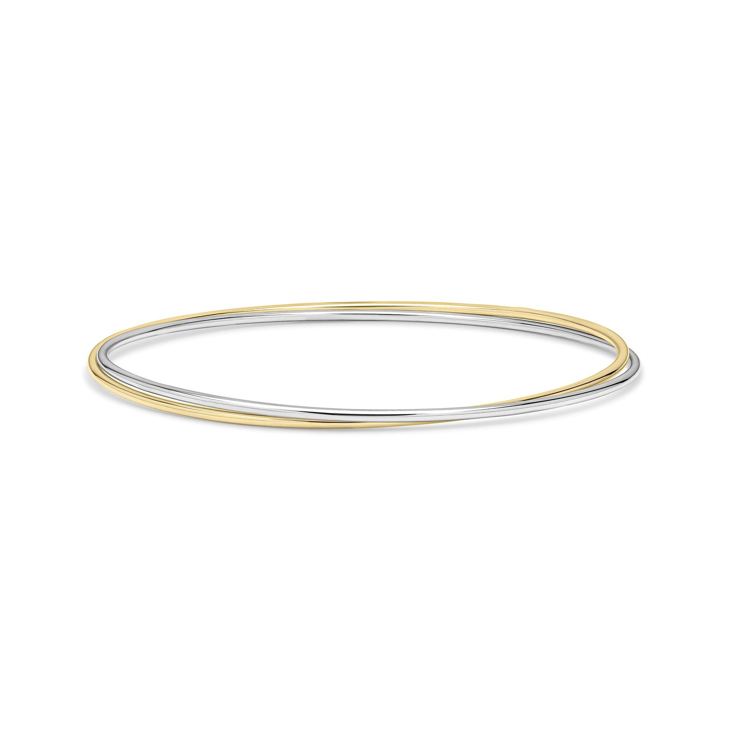 9ct Yellow & White Gold Two Tone Interlocking Double Bangle