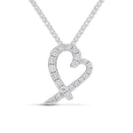 18ct White Gold Round Diamond Heart Shape Slider Pendant