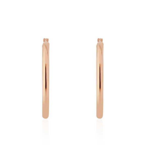 9ct Rose Gold Polished Hoop Earrings — 37x3mm