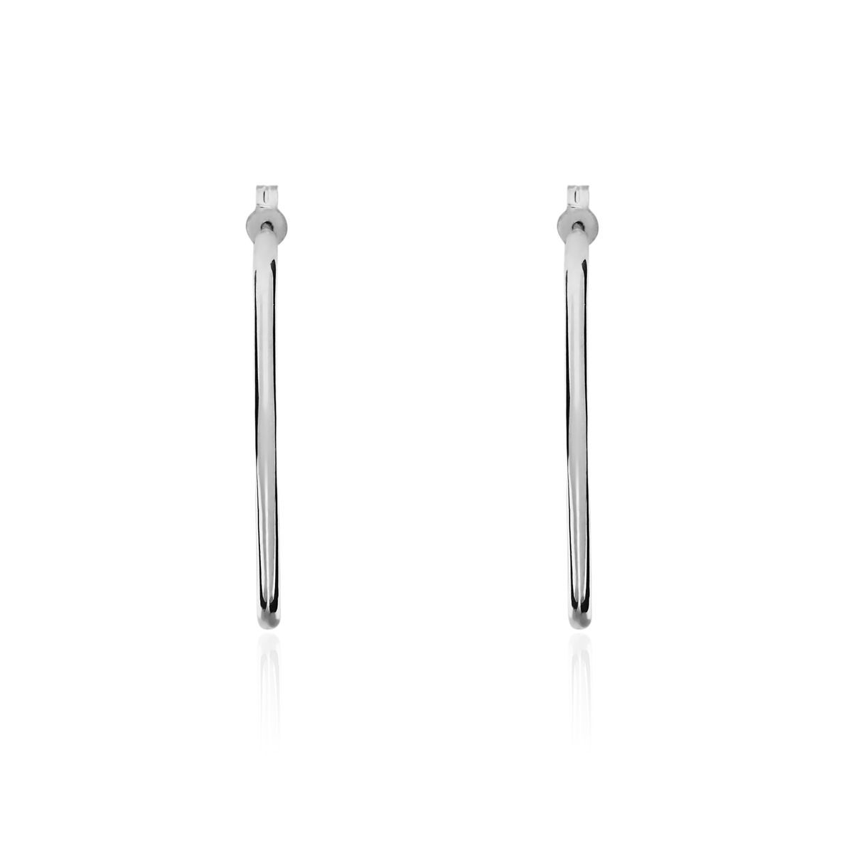 9ct White Gold Hexagon Shape Hoop Earrings with Peg and Scroll Fittings — 28mm