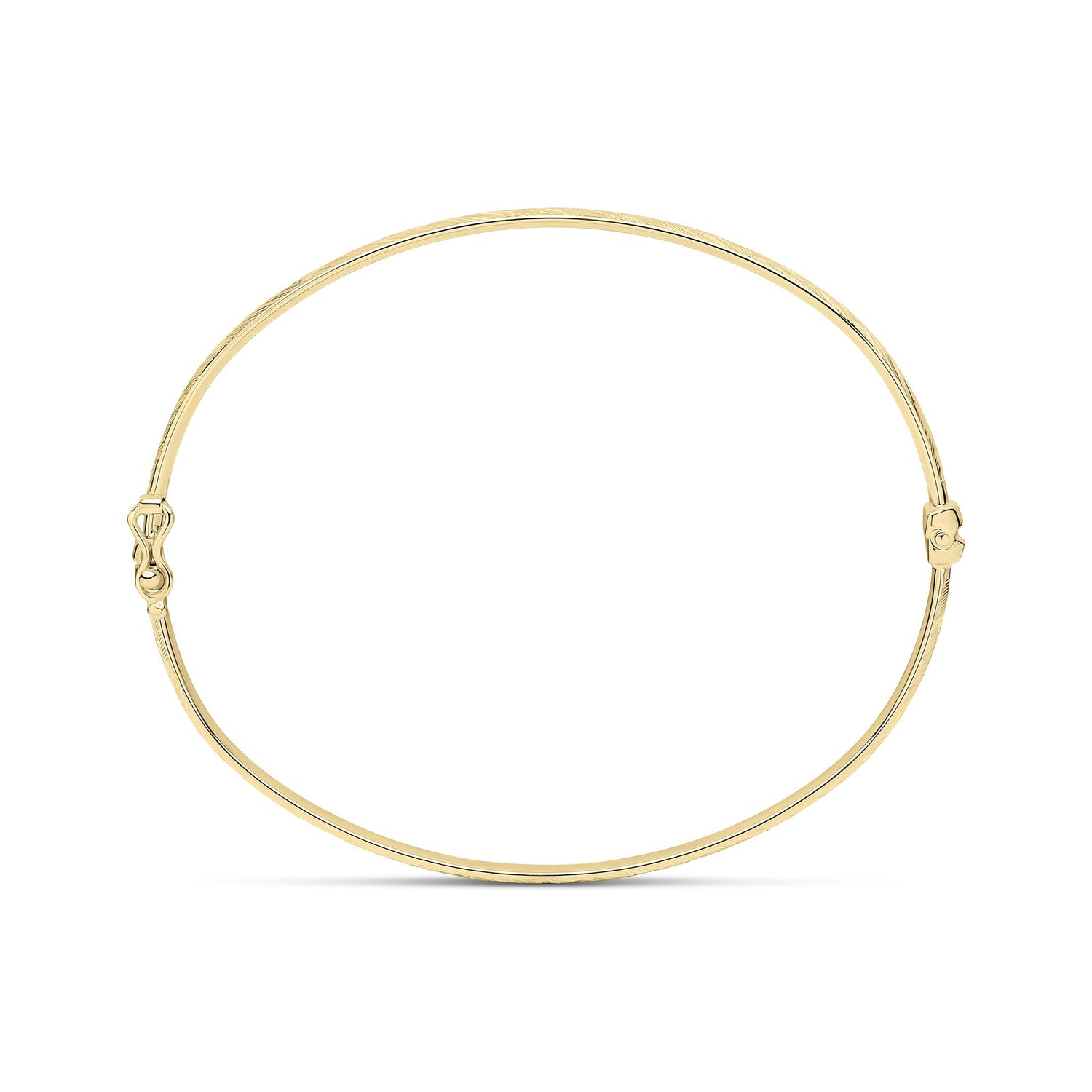 9ct Yellow Gold Diamond Cut Engraved Bangle