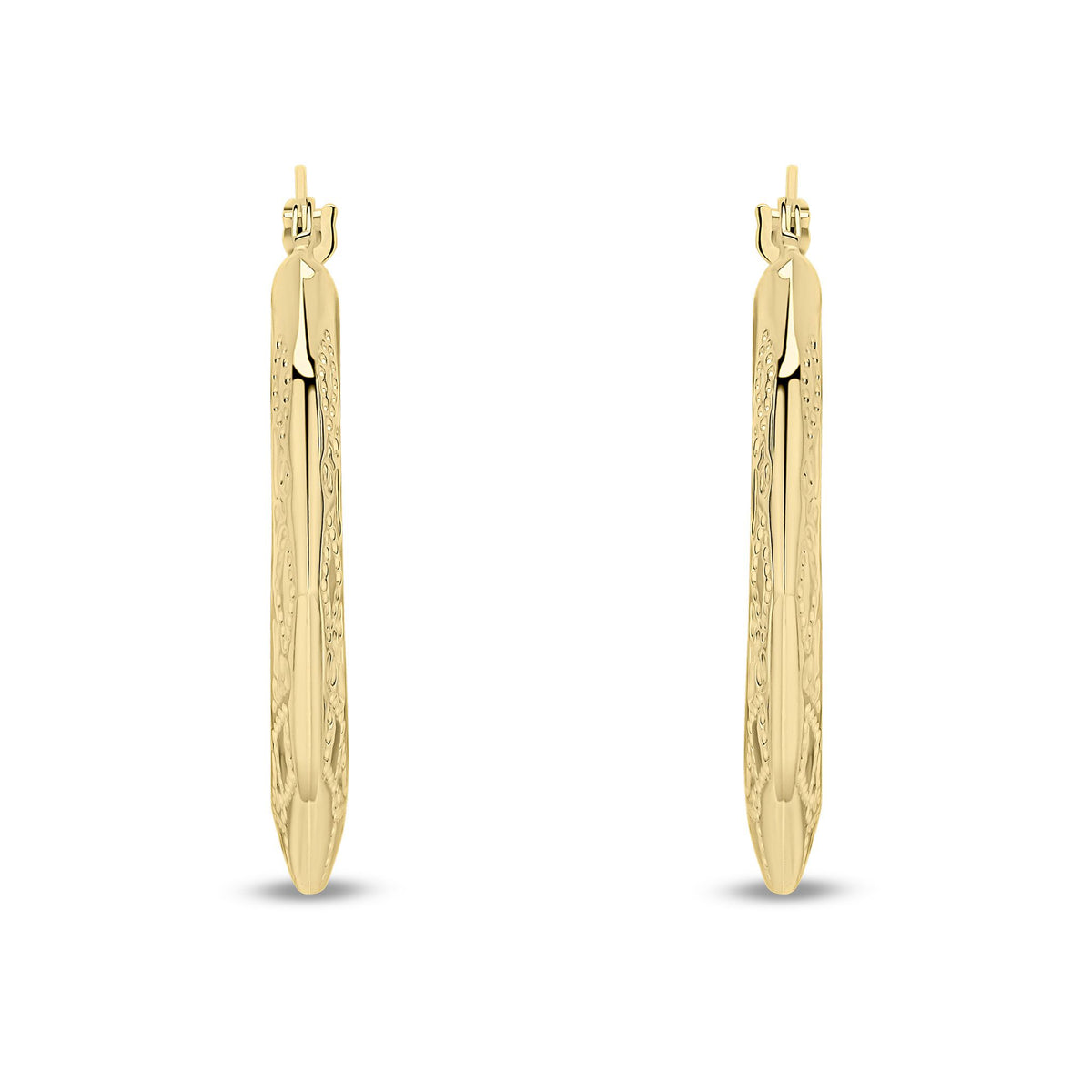 9ct Yellow Gold Diamond Cut Hoop Earrings — 28mm