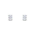 9ct White Gold Oval Cubic Zirconia CZ Claw Stud Earrings — 5x3mm