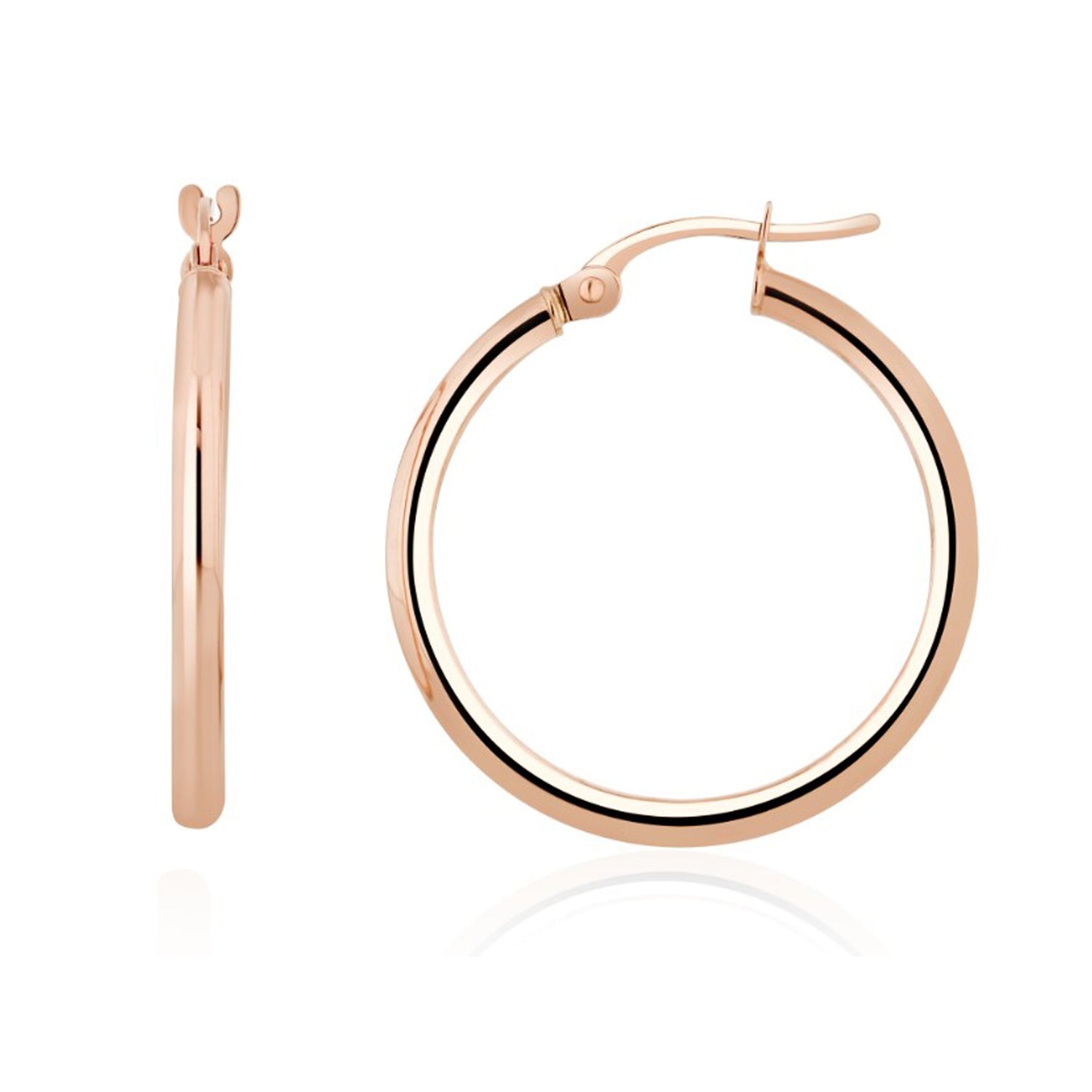 9ct Rose Gold Polished Tube Hoop Earrings — 24x2mm