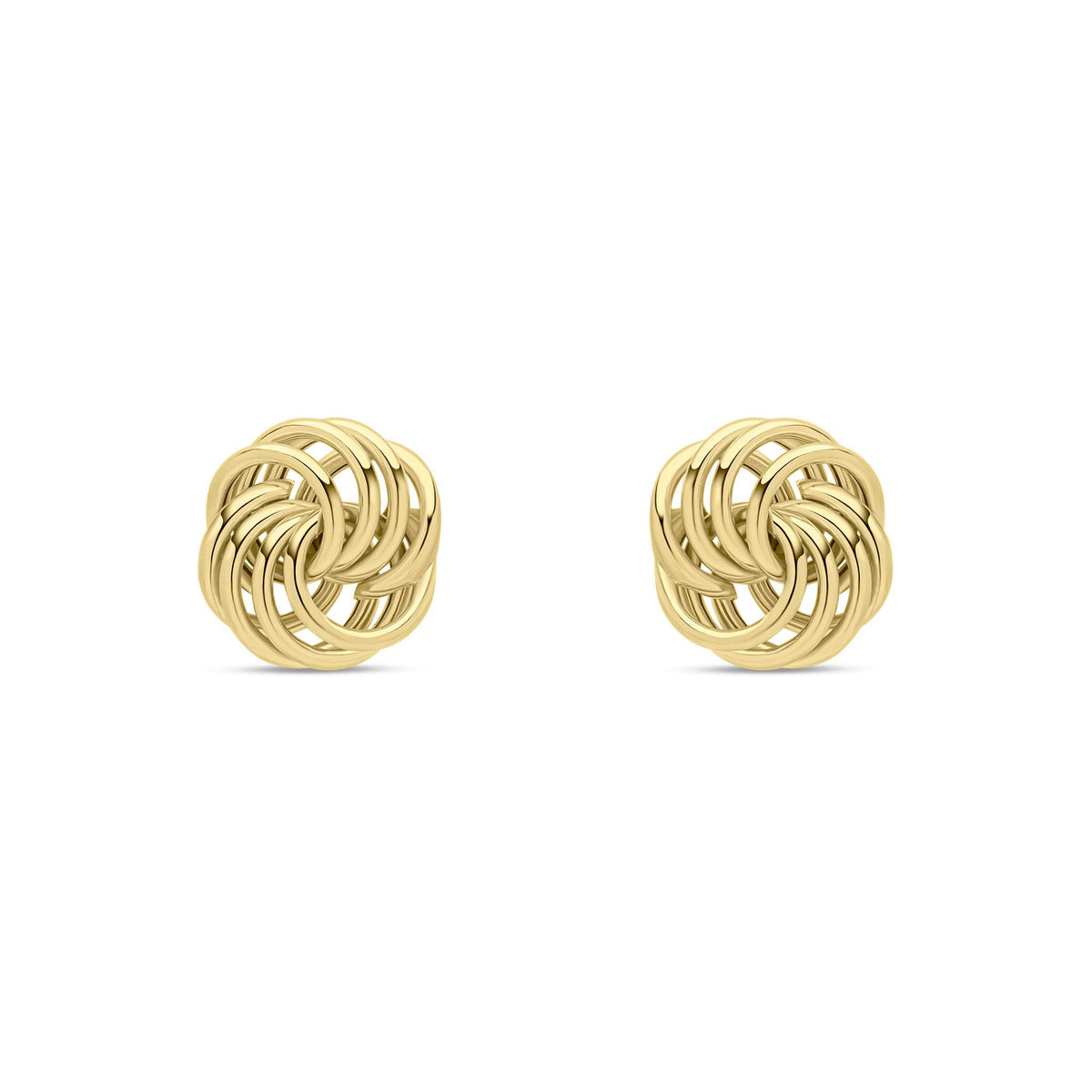 9ct Yellow Gold Interlocking Knot Stud Earrings — 8mm