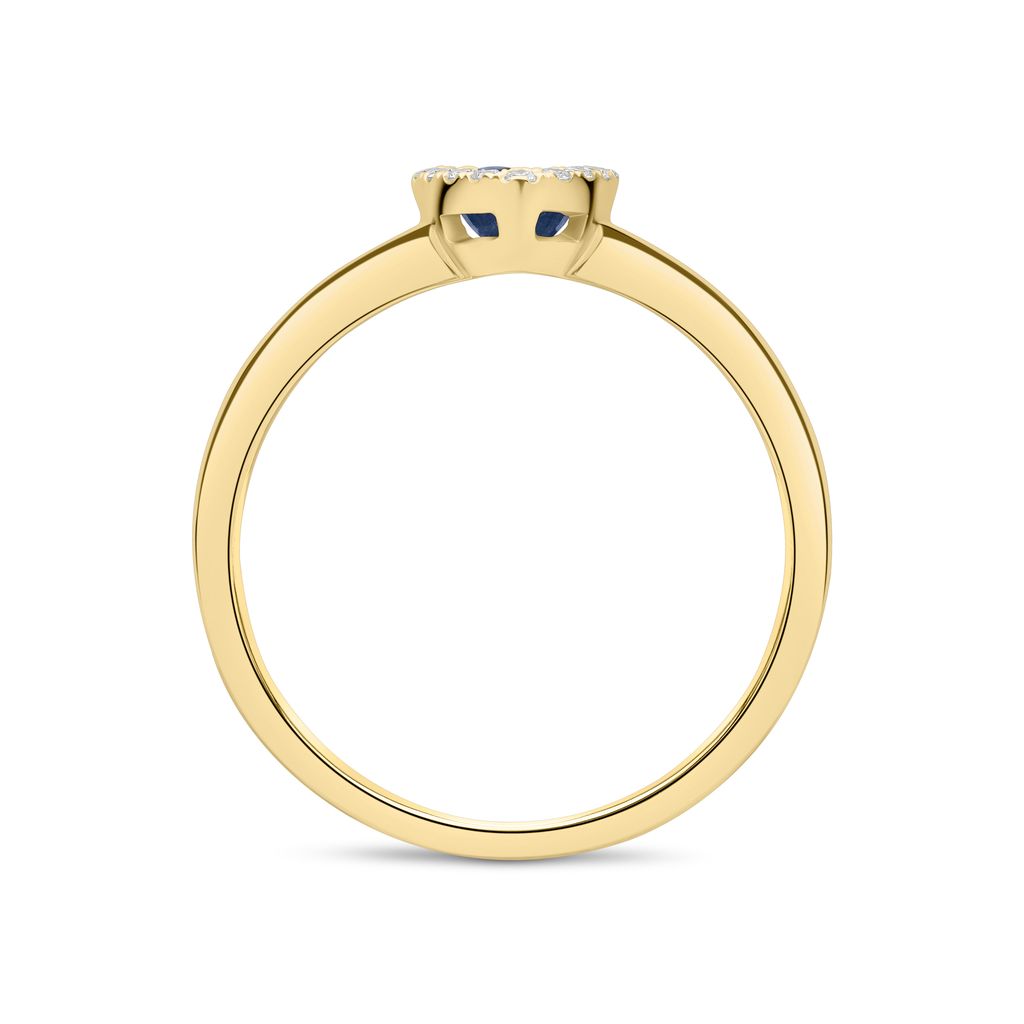 18ct Yellow Gold Pear Shape Sapphire and Diamond Microset Cluster Ring — 6x4mm