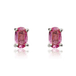 9ct White Gold Oval Natural Pink Sapphire Claw Stud Earrings — 5x3mm