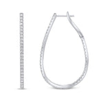 18ct White Gold Round Diamond Claw Set Horseshoe Hoop Earrings