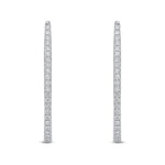 18ct White Gold Round Diamond Claw Set Horseshoe Hoop Earrings