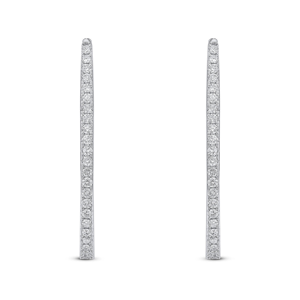 18ct White Gold Round Diamond Claw Set Horseshoe Hoop Earrings