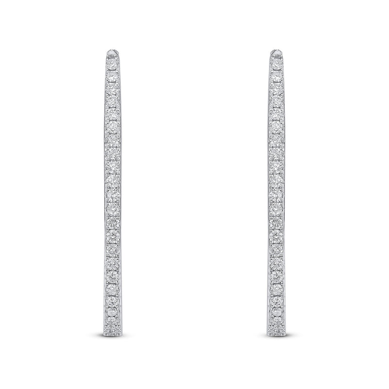 18ct White Gold Round Diamond Claw Set Horseshoe Hoop Earrings
