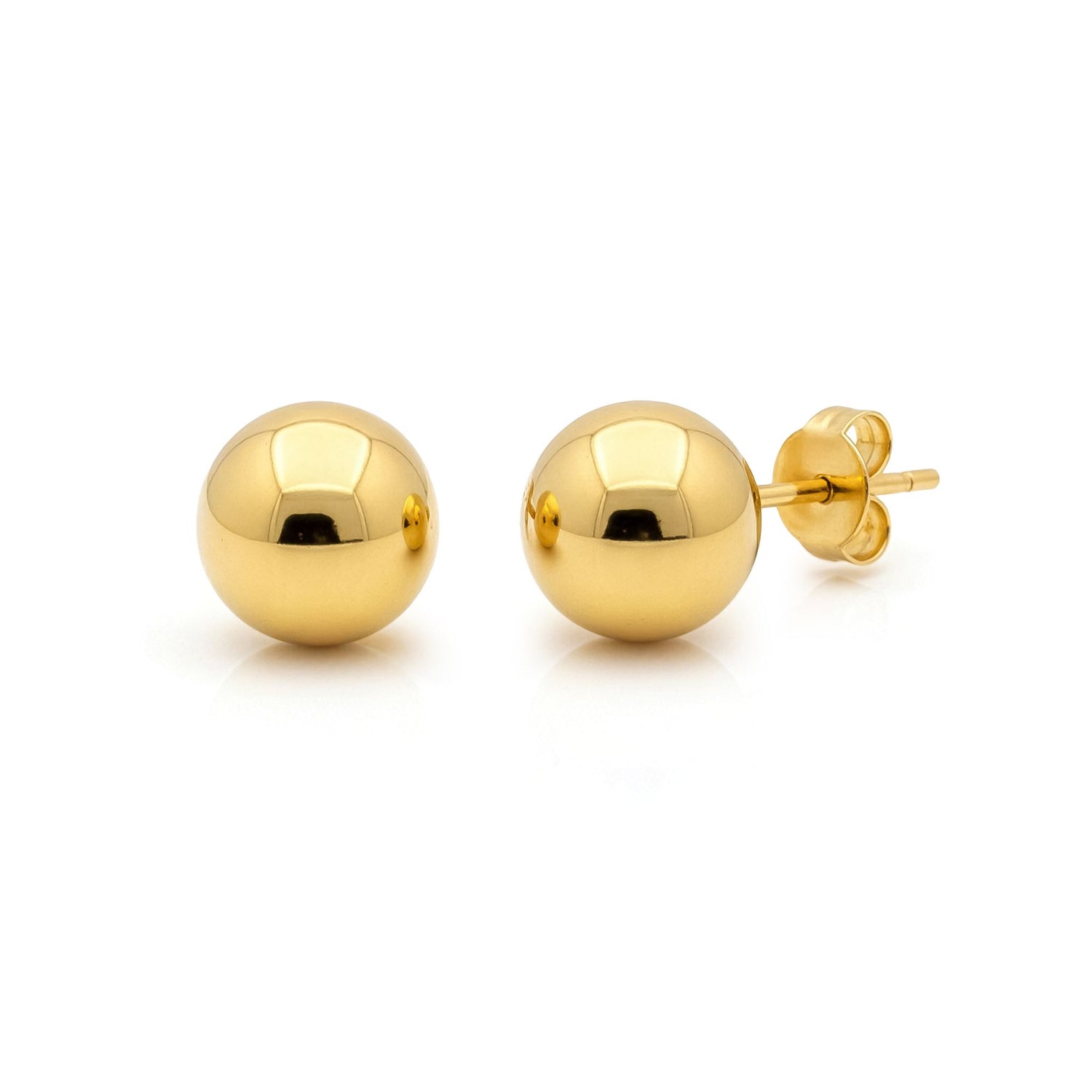 18ct Yellow Gold Polished Ball Stud Earrings — 10mm
